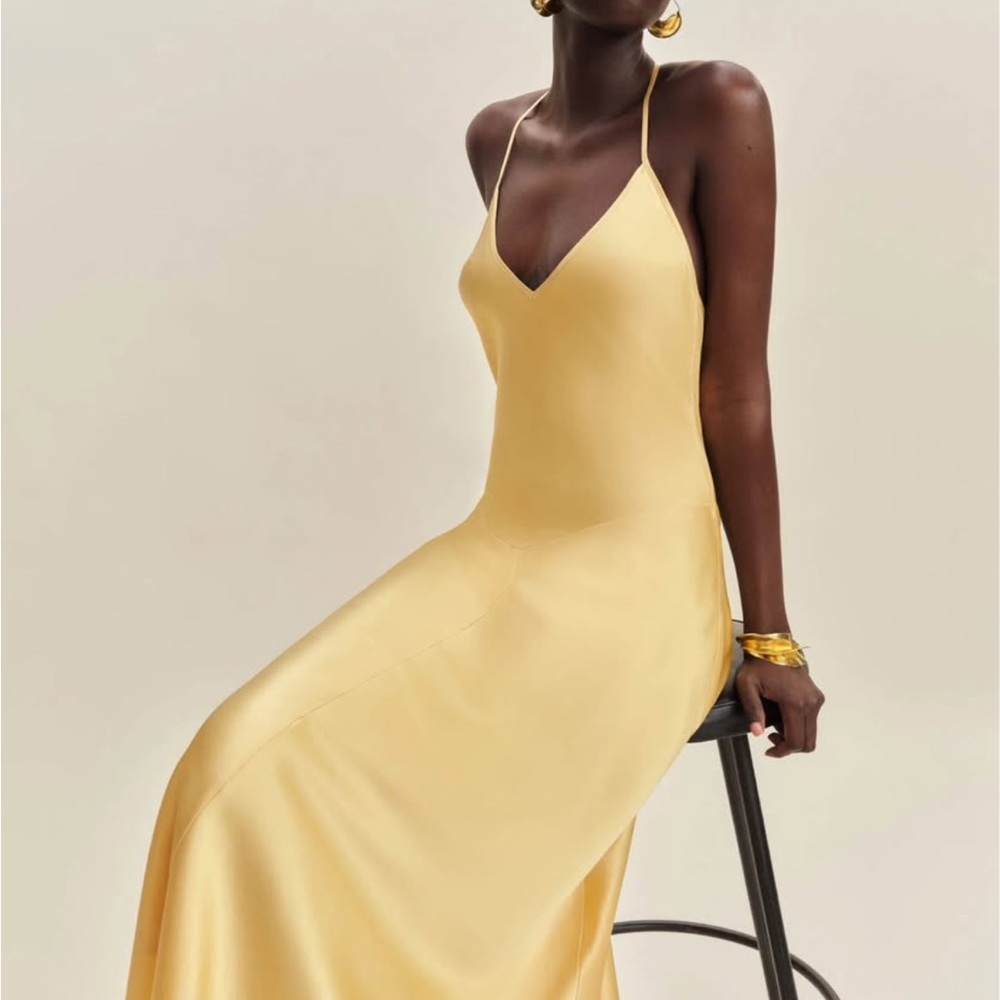 Reformation Yellow Backless Dress